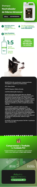 Shampoo Neutralizador Advanced para Cães e Gatos 5 litros
