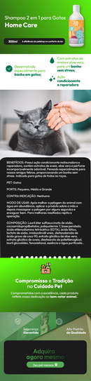 Shampoo 2 em 1 Home Care Para Gatos 300ml