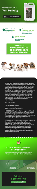 Shampoo 2 em 1 Tutti Pet Baby hioalergênico e dermocalmante para Cães e Gatos