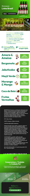 Shampoo Tutti Pet Linha Brasil para Cães e Gatos 340ml